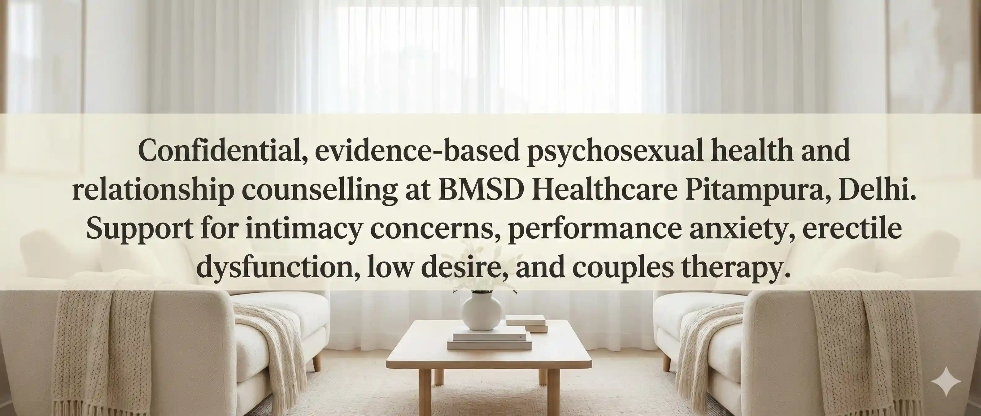 Confidential consultation for erectile dysfunction at BMSD Healthcare Pitampura